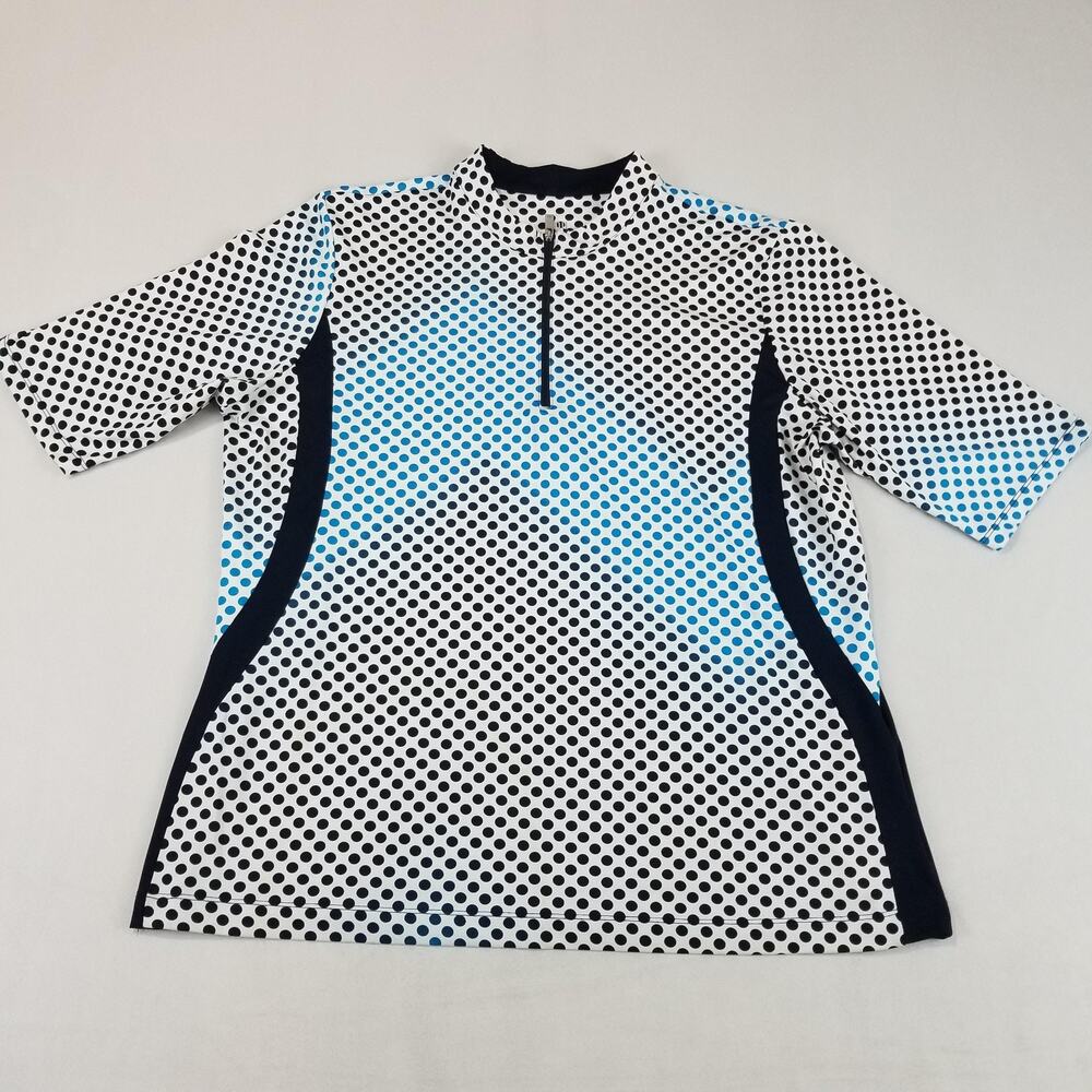 Tail Golf Shirt Womens XXL Blue White Polka Dot 1/4 Zip Stretch Activewear - Picture 8 of 8